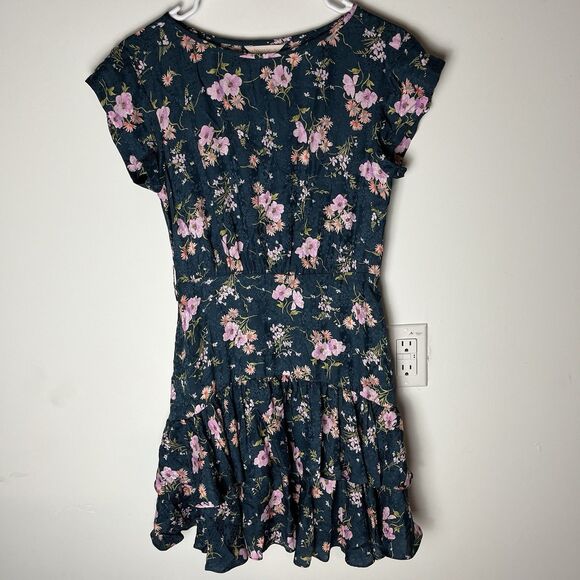 Rebecca Taylor Emilia Silk Pink Floral Mini Dress sz 4 *missing Belt 180 - Picture 1 of 8